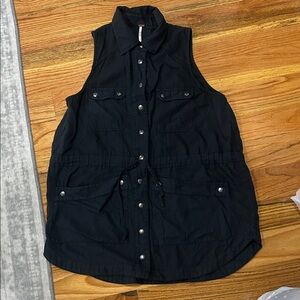 Free People Black Button-Up Vest